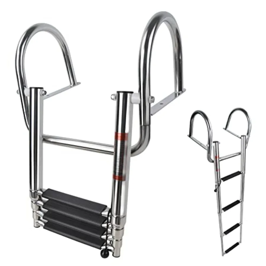 

Pontoon Boat, Pontoon Ladders for Pontoon Boats, Stainl Steel Rear Entry Inboard Ladders Over Platform