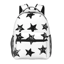 Black And White Stars Backpacks Boys Girls Bookbag Children School Bags Cartoon Travel Rucksack Shoulder Bag Large Capacity