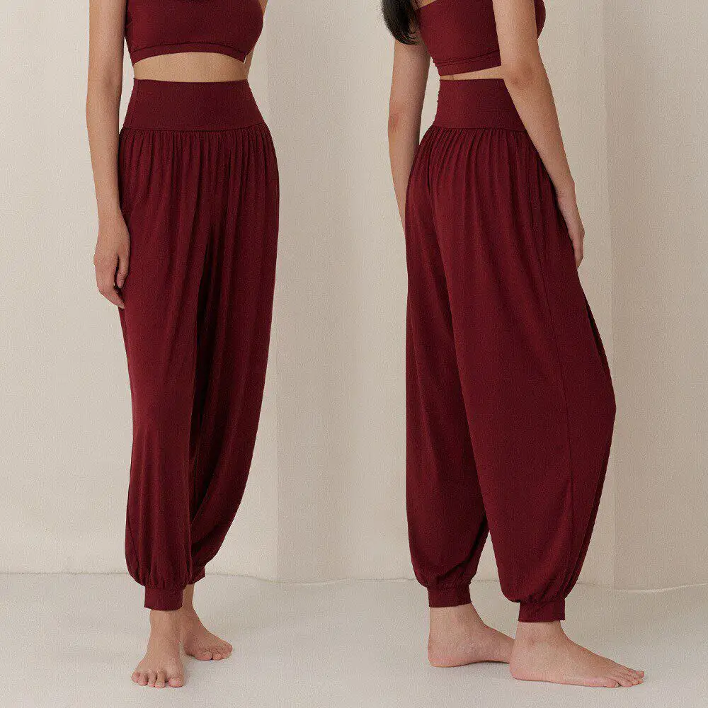 High Waist Loose Fit Yoga Pants Women's Baggy Carrot-shaped Fitness Sporty Breathable Elastic Cuffed Trousers