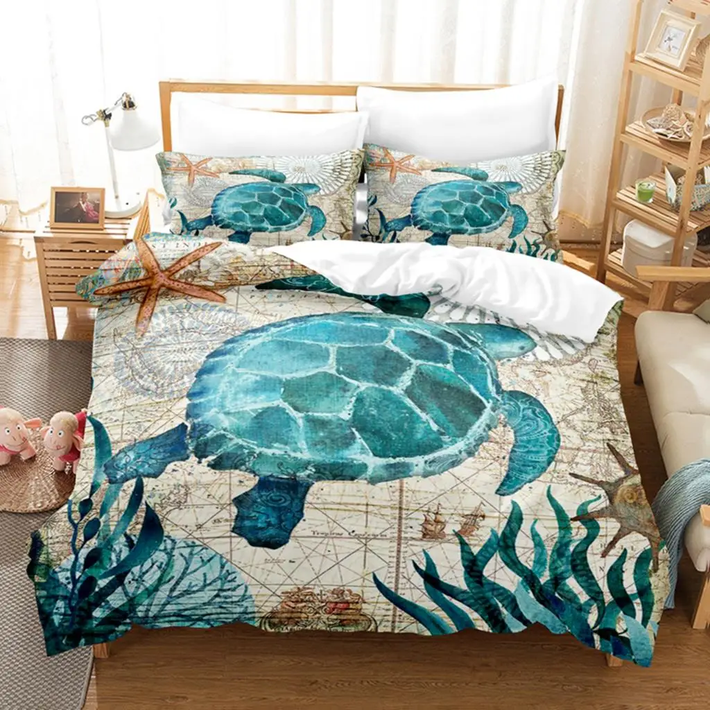 Ocean World Bedding Set Single Twin Full Queen King Size Jellyfish Bed Set Aldult Kid Bedroom Duvetcover Sets 3D Print 030