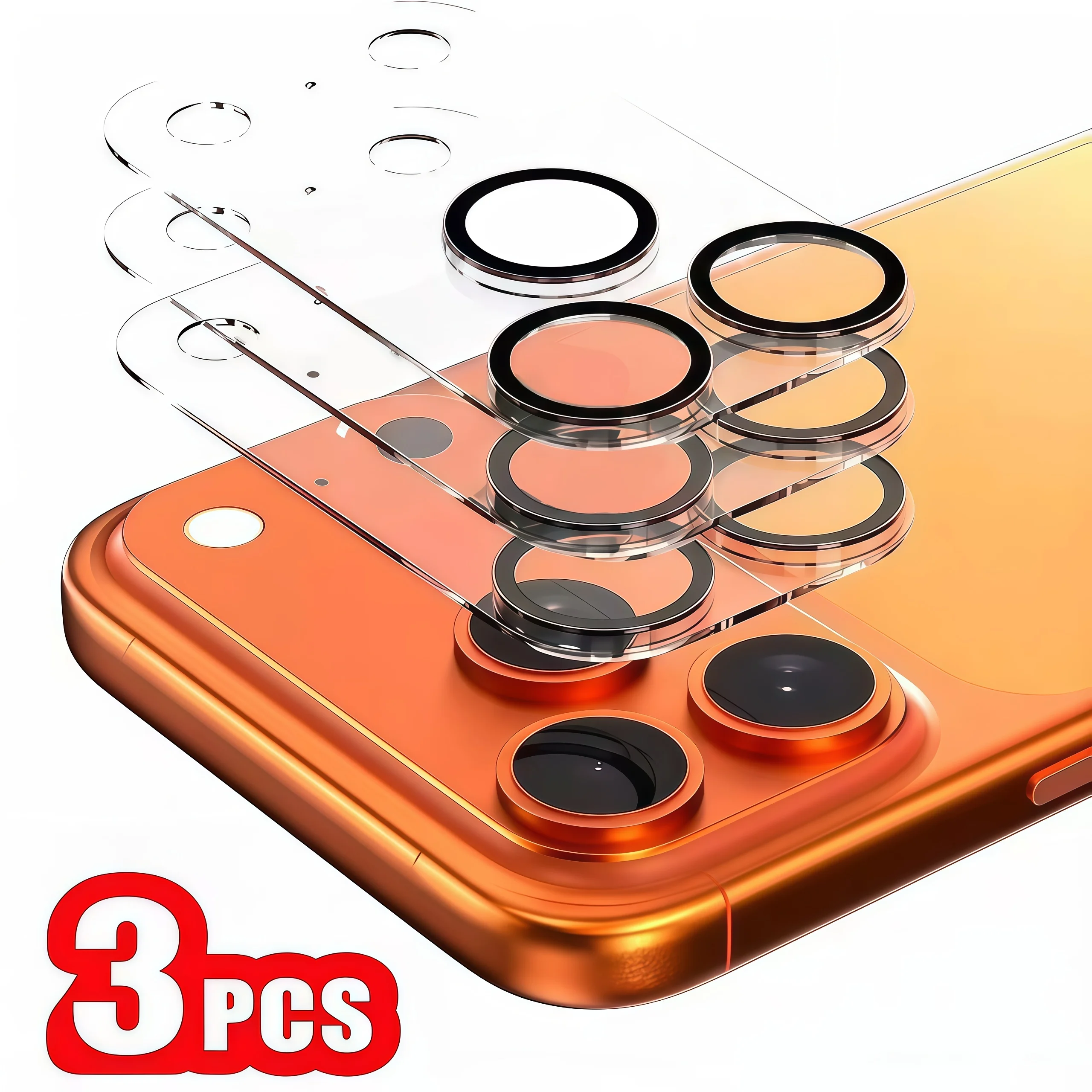 3er-Set Vollflächiger Kameraschutz aus gehärtetem Glas, kompatibel mit iPhone 17 Pro Max/17/17e/16/15/14/13/12/11/16 Pro Max