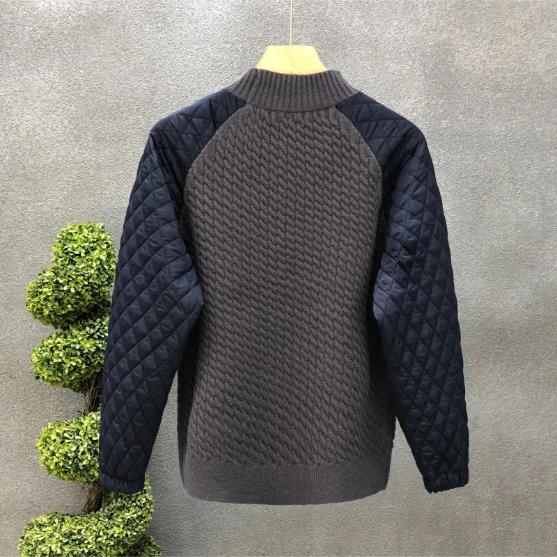 Casual Men Warm Sweater Loose Patchwork Knitted Street O-Neck Long Sleeve Pullover Harajuku Style Soft Bottoming Shirt Jumper