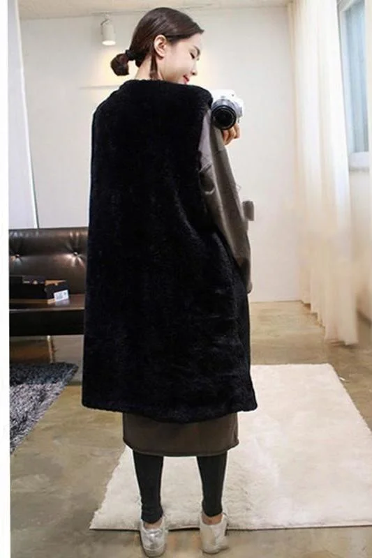Korean Lamb Wool Round Collar Mink Vest Women's Winter Eco-Friendly Fur Warmth Layered Y2K Vest Outerwear Thiened Commute TS591