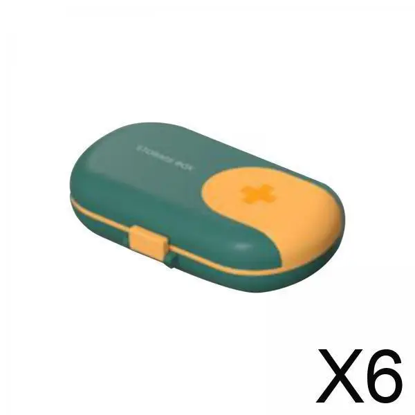 

Органайзер для таблеток, 6 отделений, компактная дорожная коробка для таблеток, водонепроницаемый карманный держатель для таблеток для кошелька, тренажерного зала, офиса