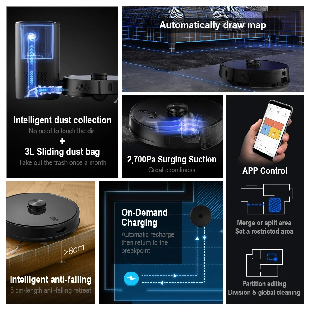 Lydsto R1 Robot Vacuum Cleaner With Auto Dust Station Cleaner Floor Steam Mop APP Control Sweep Plan Smart LDS Obstacle Crossing