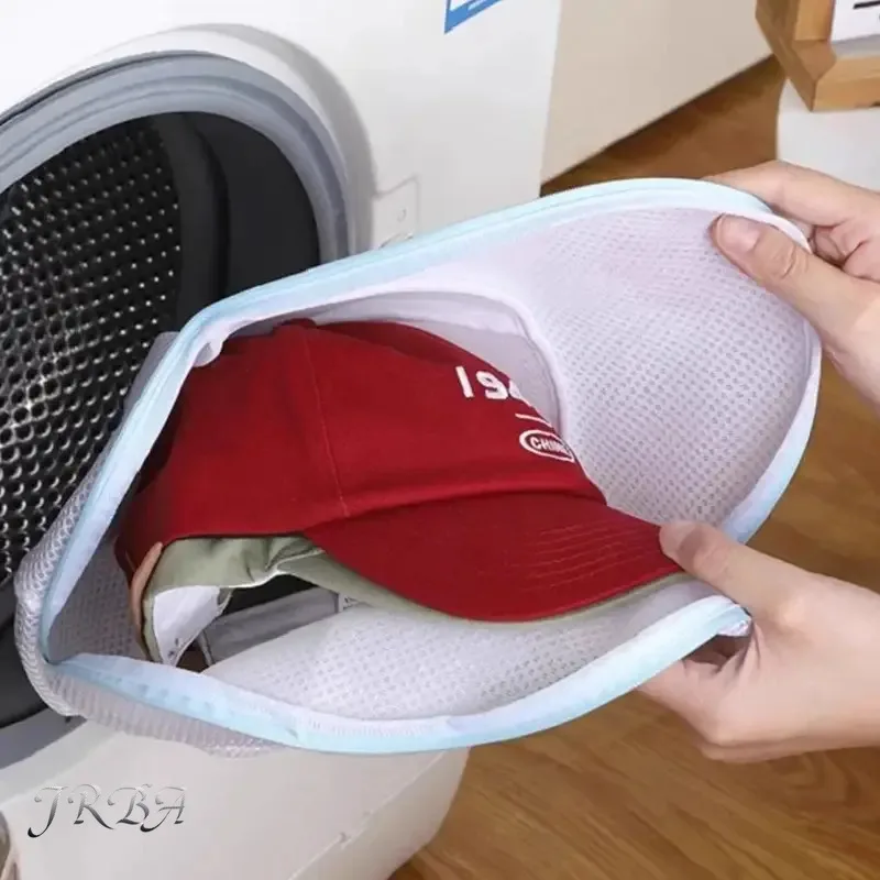 Washing Machine Hat Wash Protector Cap Cleaner Laundry Bag Small Clothes Wash Bag Anti-Deformation Mesh Organizer Zip Bags