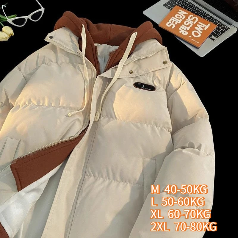 Dámská zahušťovací kapuce s falešnou dvoudílnou bavlněnou prošívanou kabátem podzim/zima zip kontrastní barevná bunda streetwear unisex svrchní oblečení - náhled 6