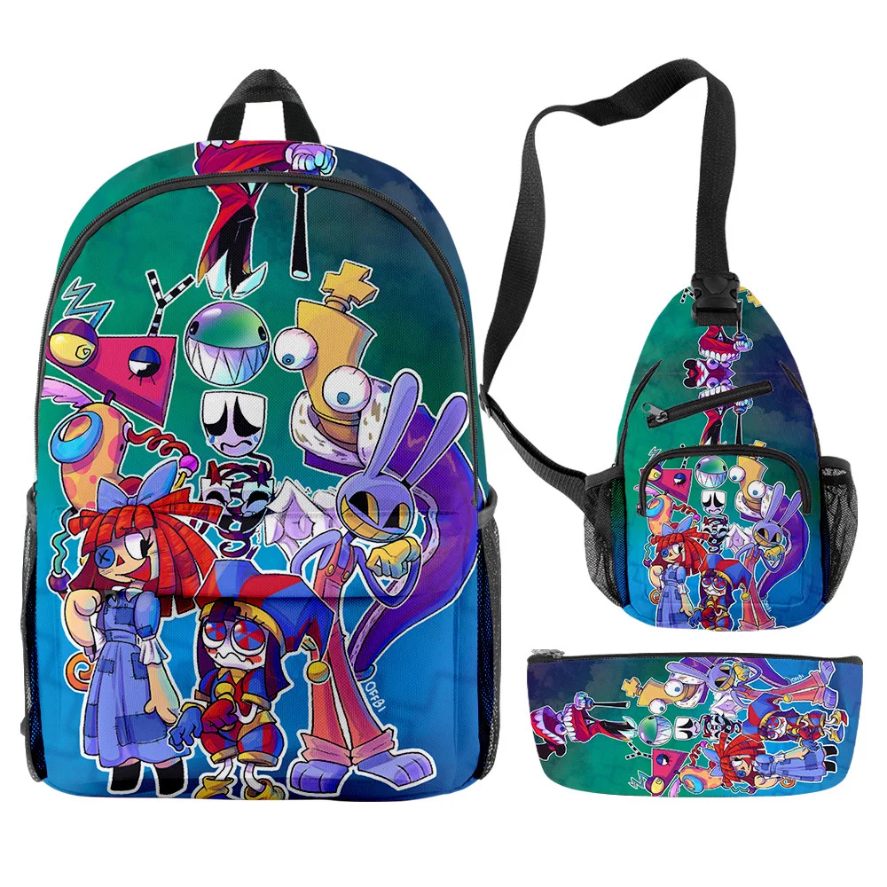 

Hip Hop Creative The Amazing Digital Circus 3D Print 3pcs/Set pupil School Bags Travel Laptop Backpack Chest Bag Pencil Case