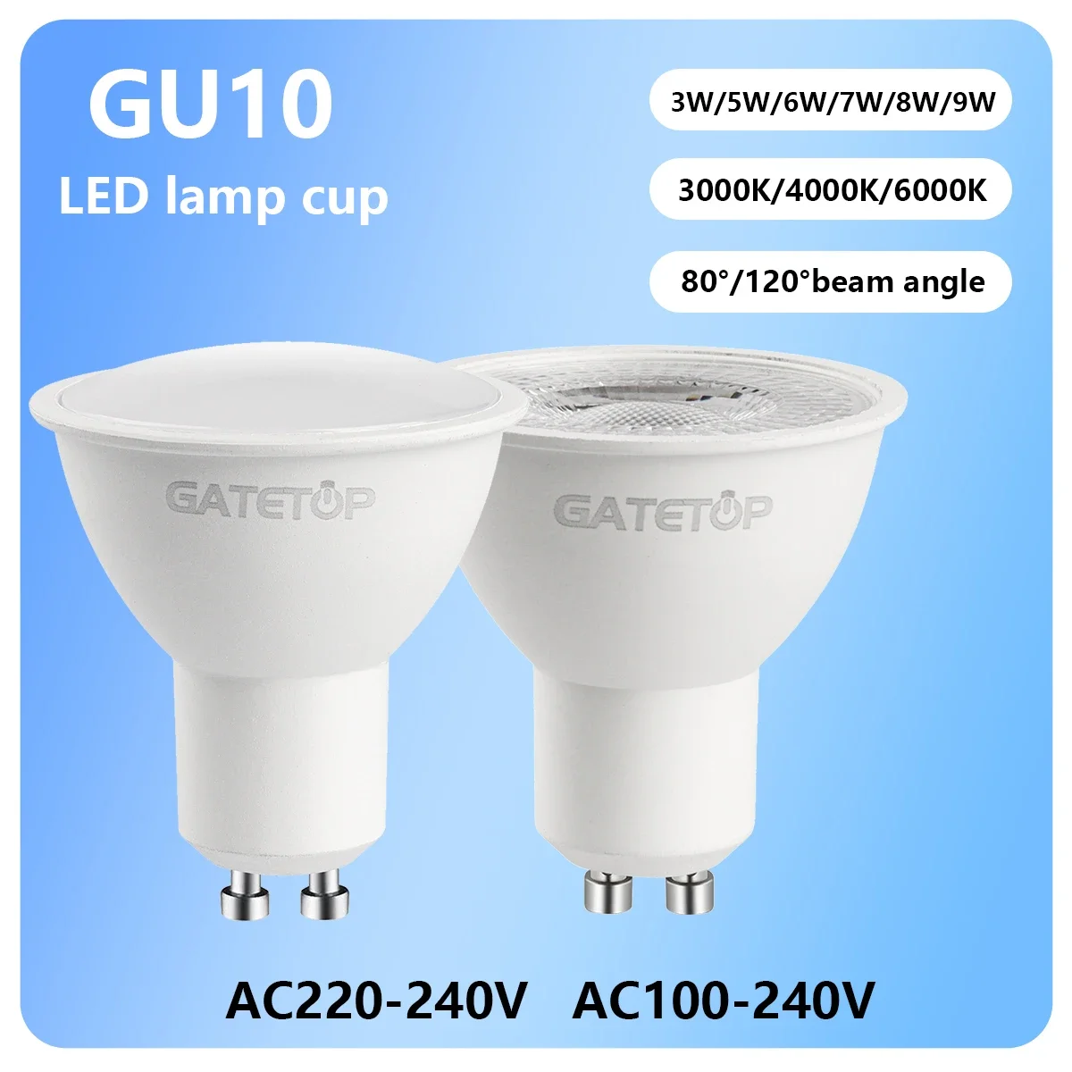 

4pcs LED Bulb GU10 Spotlight 120degree 5W 6W 7W 8W 9W No Flicker AC220V 110V Light up the hill for Home Lighting Derection