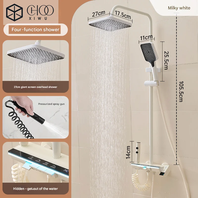 

Household Bathroom Gun Gray Full Copper Shower Shower Set Pressurized Bathroom Shower Shower Shower Head Shower Faucet Set