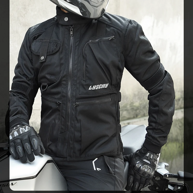 

LCYCHY Motorcycle Riding Jacket Men Breathable Summer Clothing Built-in CE Protector Soft Mesh Cycling Motocross Off-road Outfit