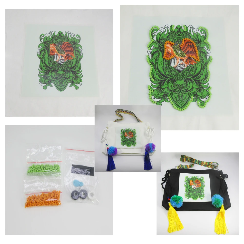 Eagle Bohemian Hippie Vintage DIY Stress Reliever Needle Crafts Beaded Cross Painting Stitch Kits Embroidery Free Bag A-006