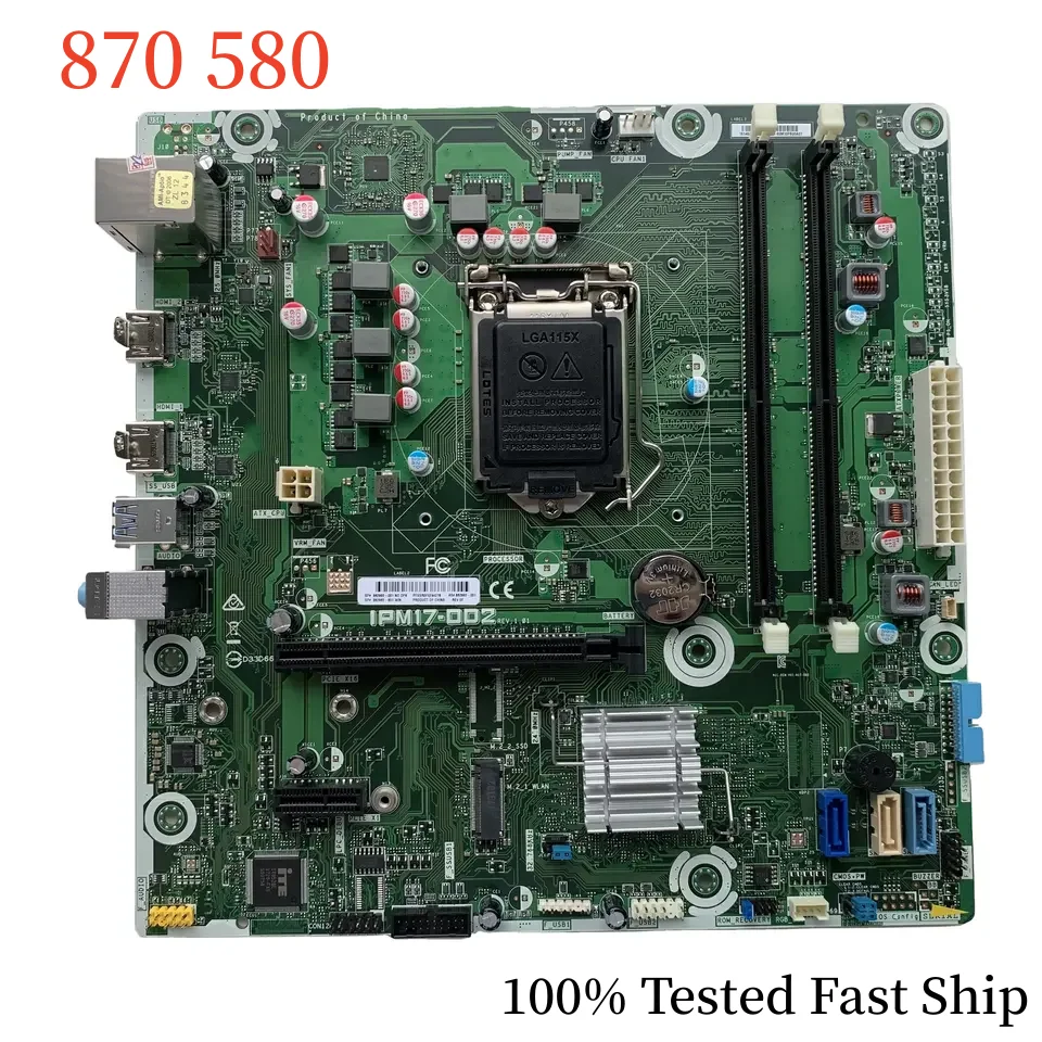 

862992-001 For HP 870 580 Desktop Motherboard IPM17-DD2 862992-002 862992-601 LGA1151 DDR4 Mainboard 100% Tested Fast Ship