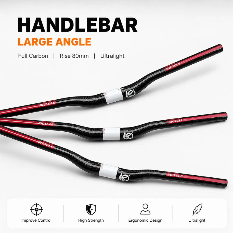 AliExpress NONE New Launch 3K Full Carbon Fiber Mountain Bike Handlebar MTB Component 31.8mm Clamp Diameter 600-780mm Reach Option