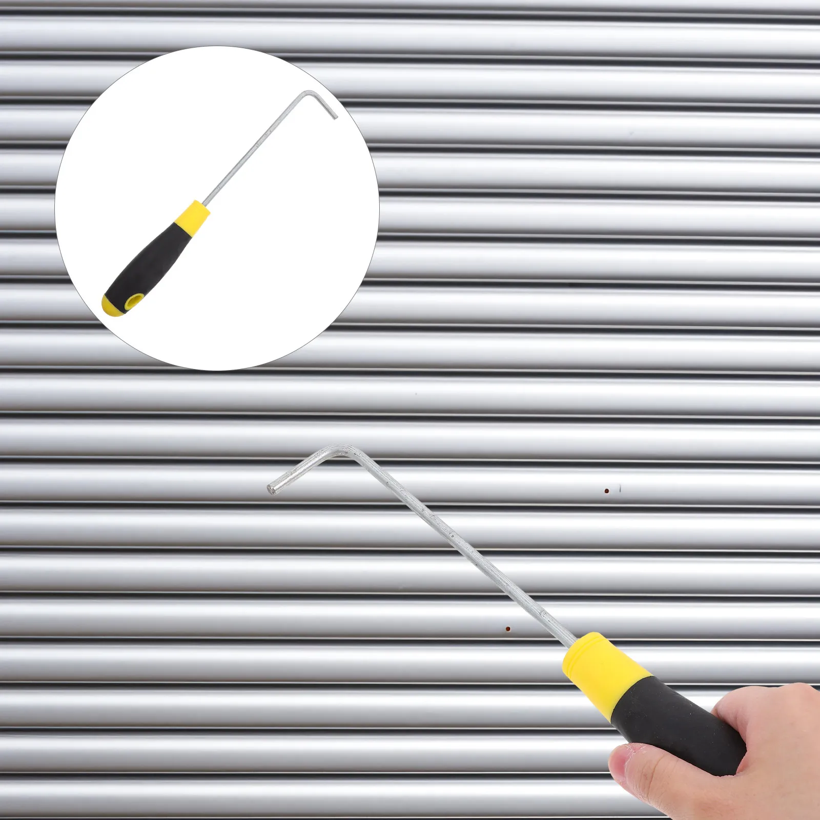 Stainless Steel Roller Shutter Door Hook with Rubber Handle Heavy Duty Manhole Cover Lifter Utility Lifting Tool for Plumbing