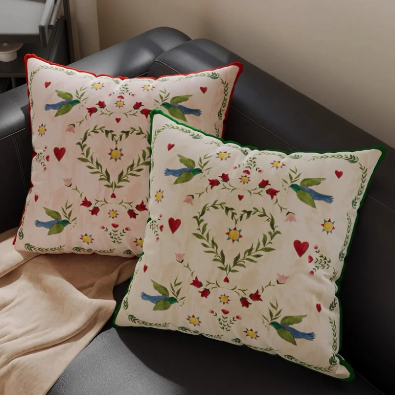 Love Birds Pillows Retro Cushion Case Simple Elegance Square Decorative Pillow Cover For Sofa Chair Home Decorations
