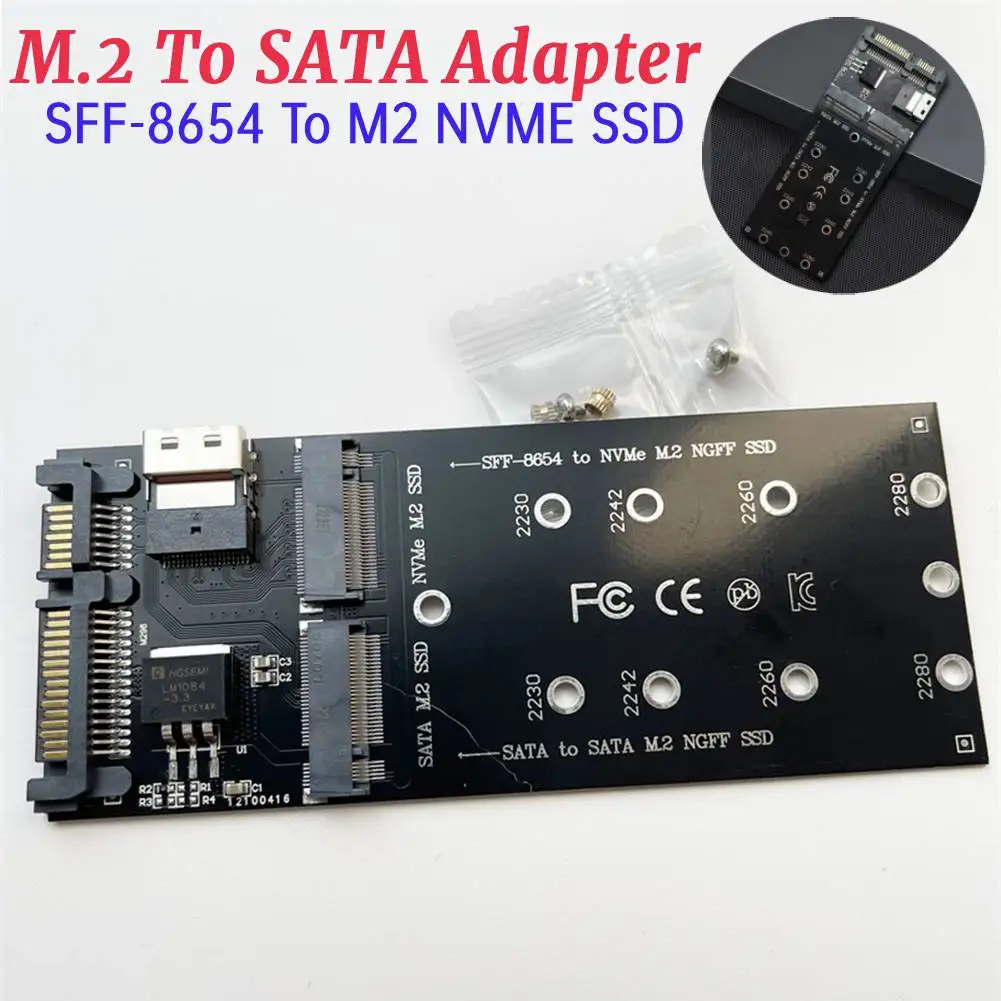 

M.2 To SATA Adapter SFF-8654 To M2 NVME SSD Converter 22Pin SATA To M2 Expansion Card Converter Riser Board for Mainboard
