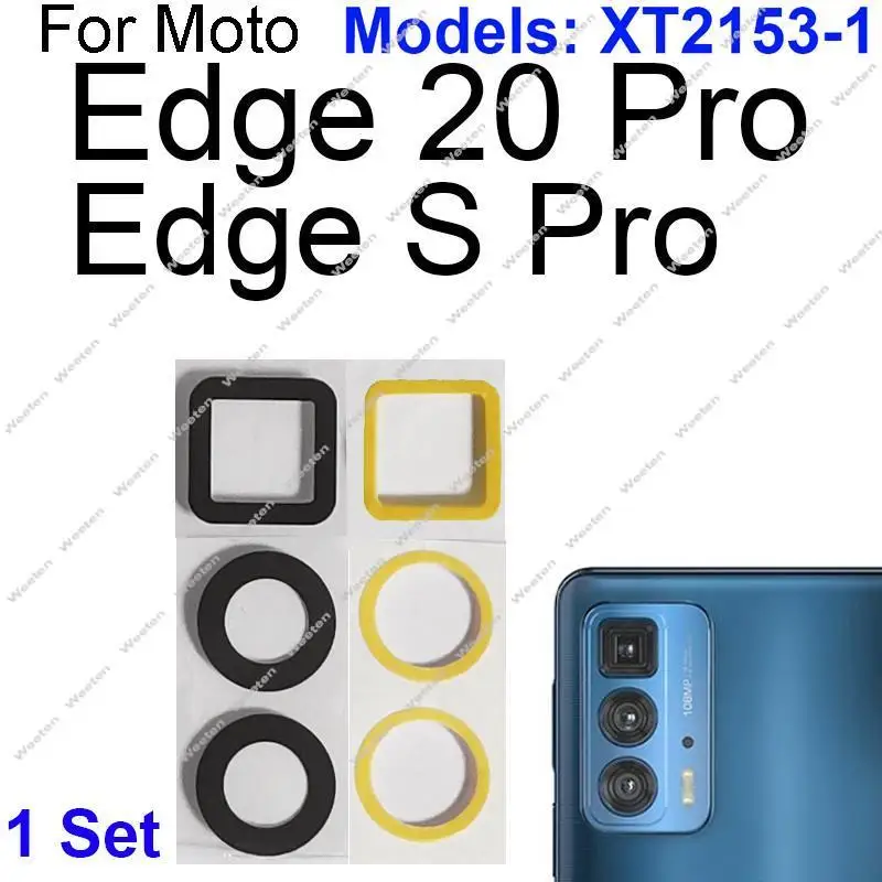 For Motorola MOTO Edge 20 Pro Edge S Pro XT2153-1 Rear Camera Glass Lens Big Small Lens with Adhesive Sticker Replacement Parts