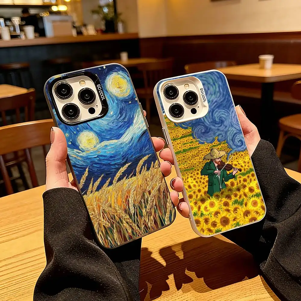 

V-Van Gogh's works Phone Case For iPhone 17,16,15,14,13,12,11 Plus,Pro Max,XS,Colorful Silver Phone case Funda Cover