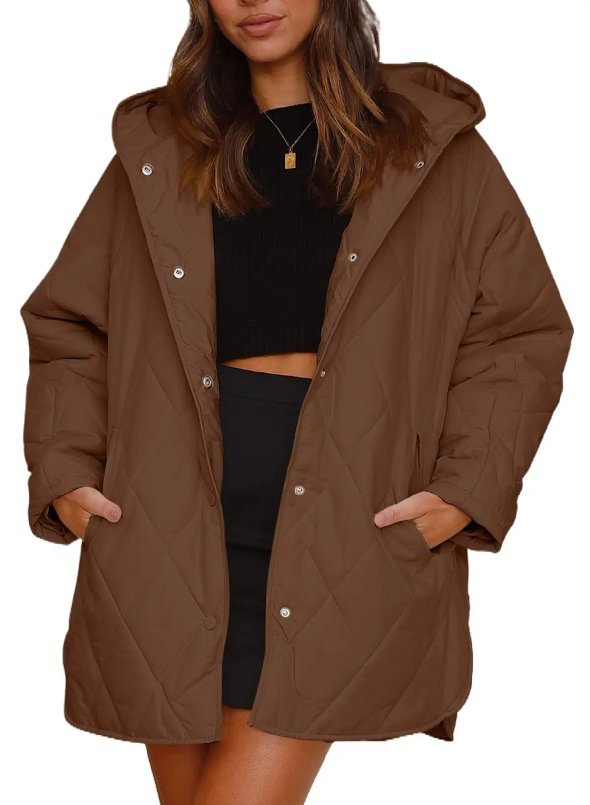 Women Solid Hooded Jacket Zipper Pocket Loose Womens Vests Outerwear Sleeveless Jacket Long Coat Woman Winter 2023 Coat