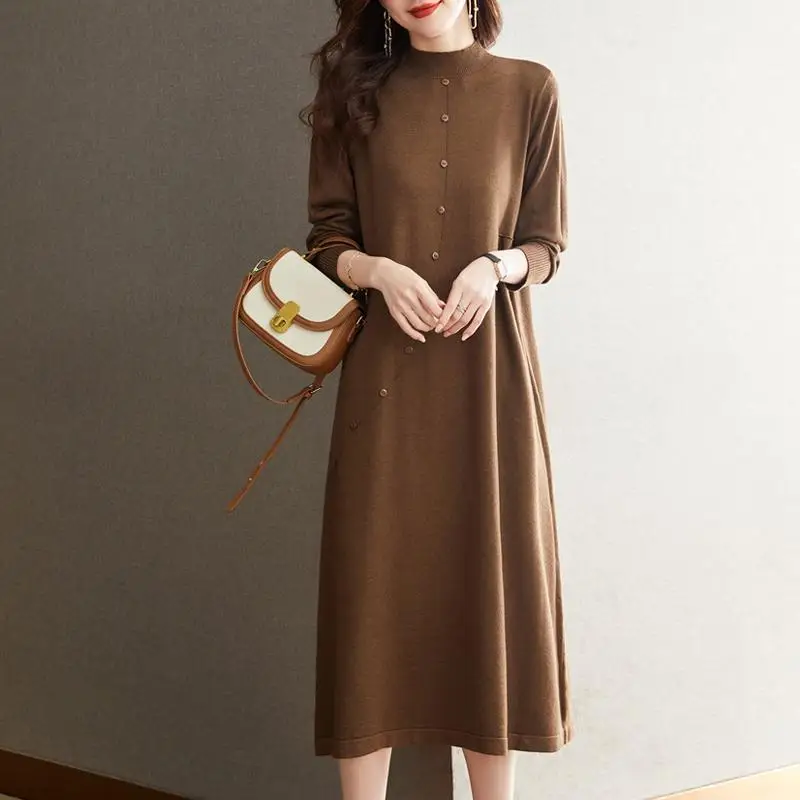 جديد سحب جيرسي للنساء موضة تريكو الصوف فستان طويل ربيع الخريف البلوز سترة الشتاء الدافئة البلوز الملابس النسائية #1