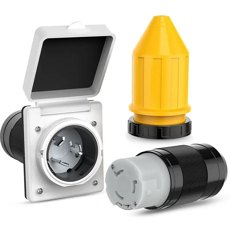 

Комплект для подключения к сети BOFO 50А для автодомов с защитой от влаги, 125/250В, NEMA SS2-50P SS2-50R, с поворотным замком, вилка и розетка