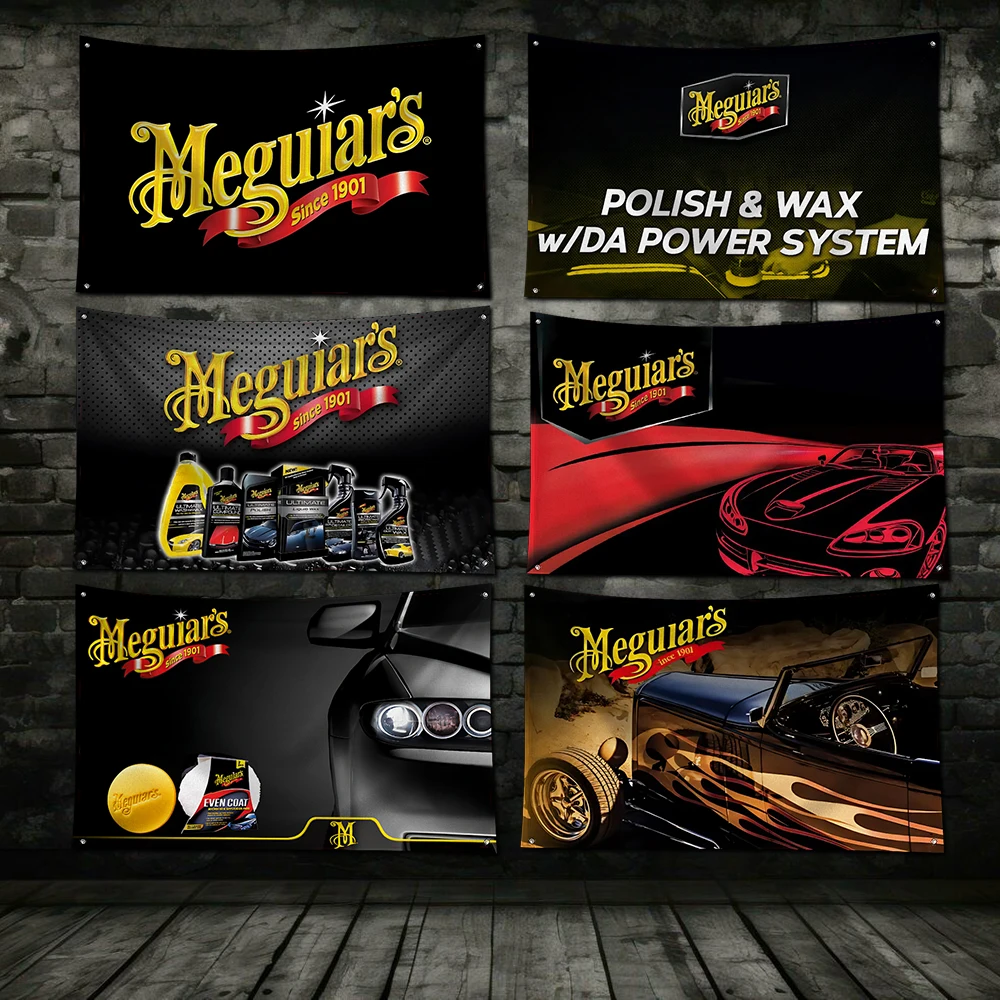 3x5 Ft Meguiar's Flag Polyester Digital Printing Banner for Garage Wall Art Out Door Decoration With Brass Grommets