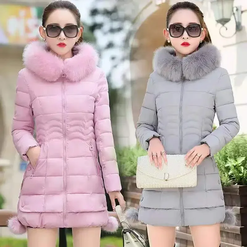 Sigutan-chaqueta con capucha para mujer, Parka con Cuello de piel grande, abrigo grueso y cálido a prueba de viento, prendas de vestir informales