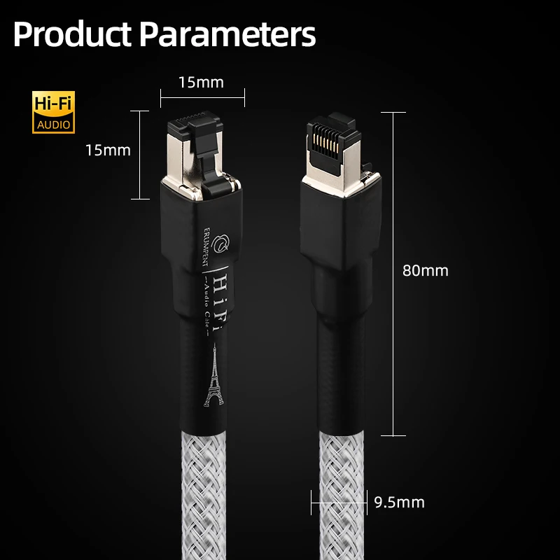 하이엔드 CAT 8 순은 네트워크 케이블 HiFi 오디오 이더넷 케이블 고속 40Gbps 2000MHz RJ45 네트워크 라인 (라우터/노트북용)