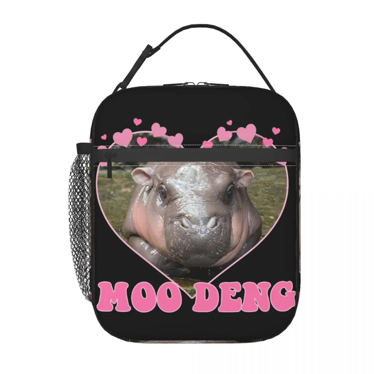 Moo Deng-fiambrera térmica portátil para niños, bolsa de almuerzo con aislamiento, almacenamiento de animales para bebés, Enfriador de alimentos, Bento Box para la escuela y la Oficina