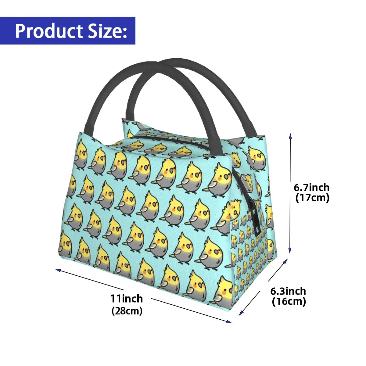 Chubby Pearl Cockatiel Insulated Lunch Bag for Women Kids Leakproof Food Boxes Thermal Lunch Box Tote