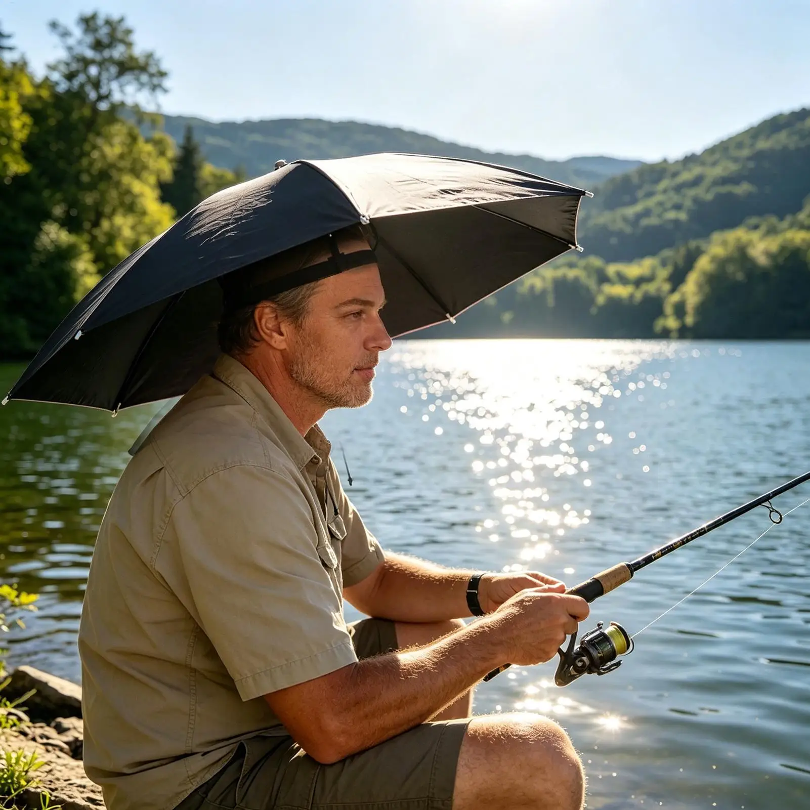 Folding Umbrella Hat Waterproof Hands Free Headwear Adjustable Sun Hat For Women Men Outdoor Beach Camping Hiking Fishing Golf view 4