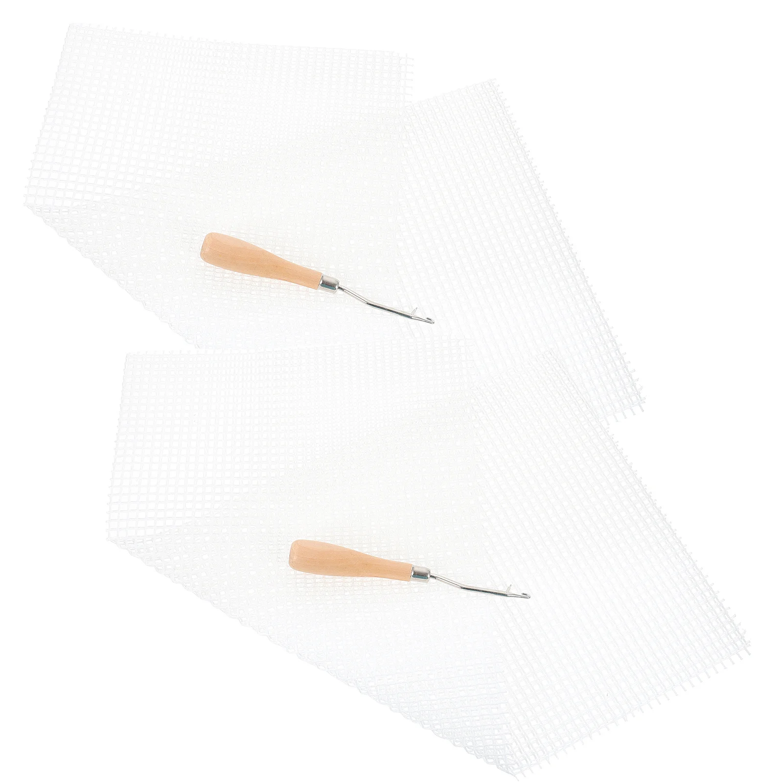 

2 Sets Blank Rug Hooking Mesh Diy Carpet Crochet Material Floor Mat Craft Tool Wooden Handle Stainless Steel Latch Hook Tapestry