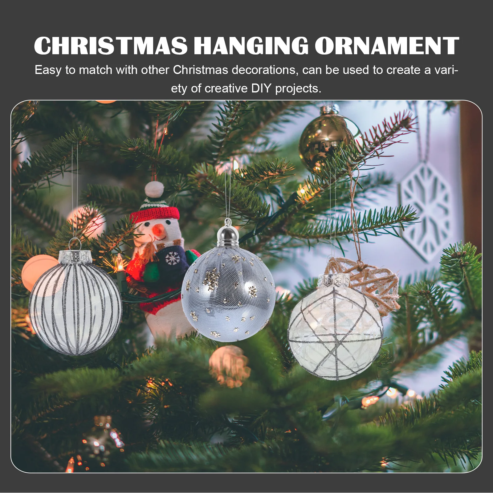 

6Pcs Xmas Ball Pendant Plastic Hanging Decoration for Christmas Tree Party Home Ornament Christmas Tree Ornaments