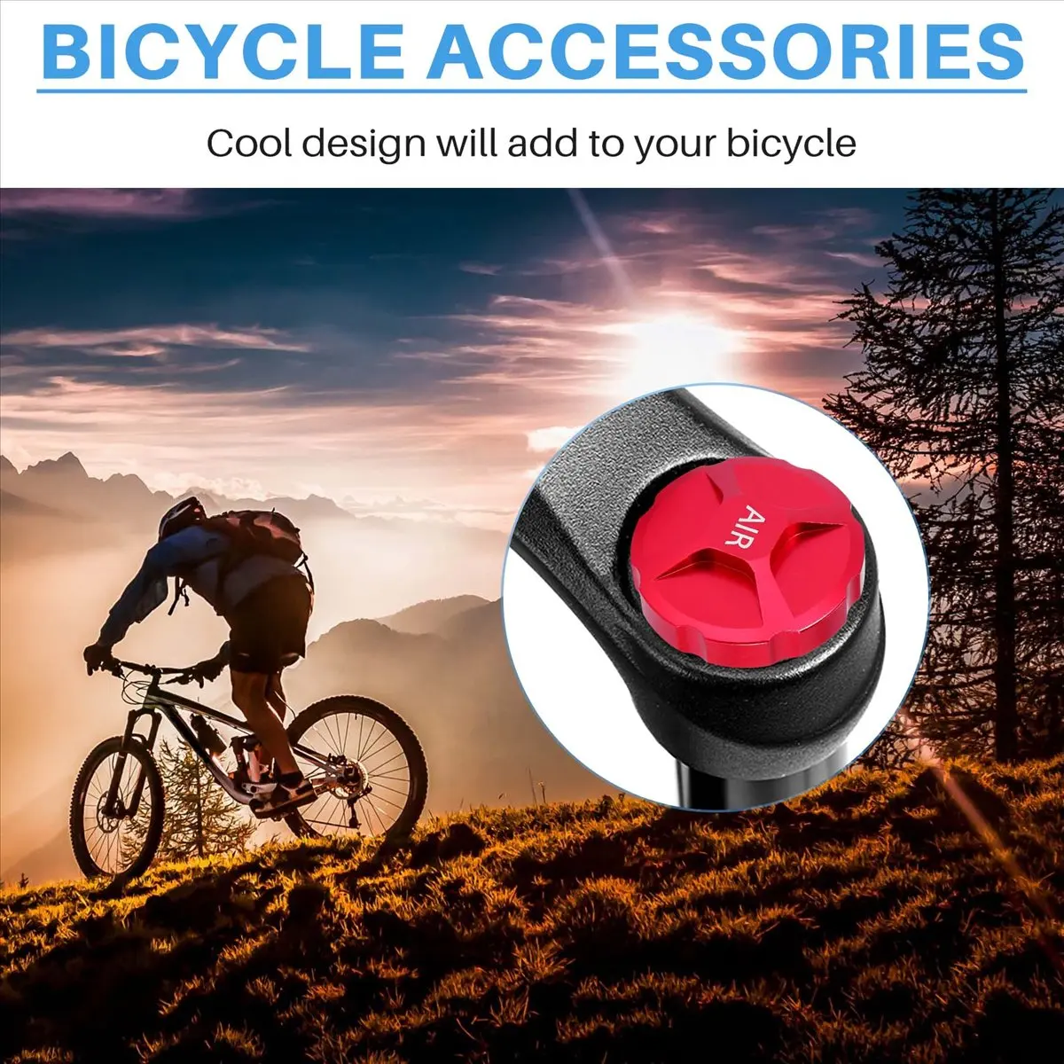 

Stunning- MTB Bicycle Fork Cover Cap Aluminum Alloy Air Fork Nozzle Cover Shock Absorption Front Fork Gas Caps Cover,Red