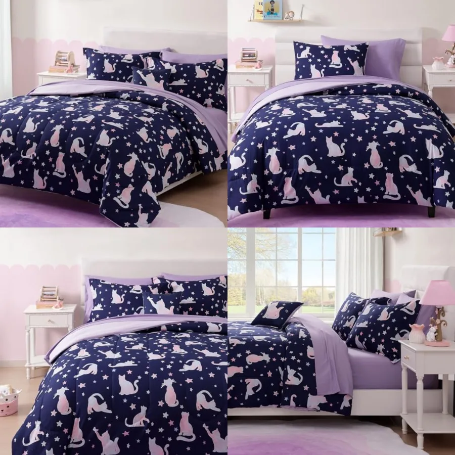 

Comforter Set for Girls-5 Pieces Cute Bedding Sets for,Ultra Soft Bed in A Bag with Sheets