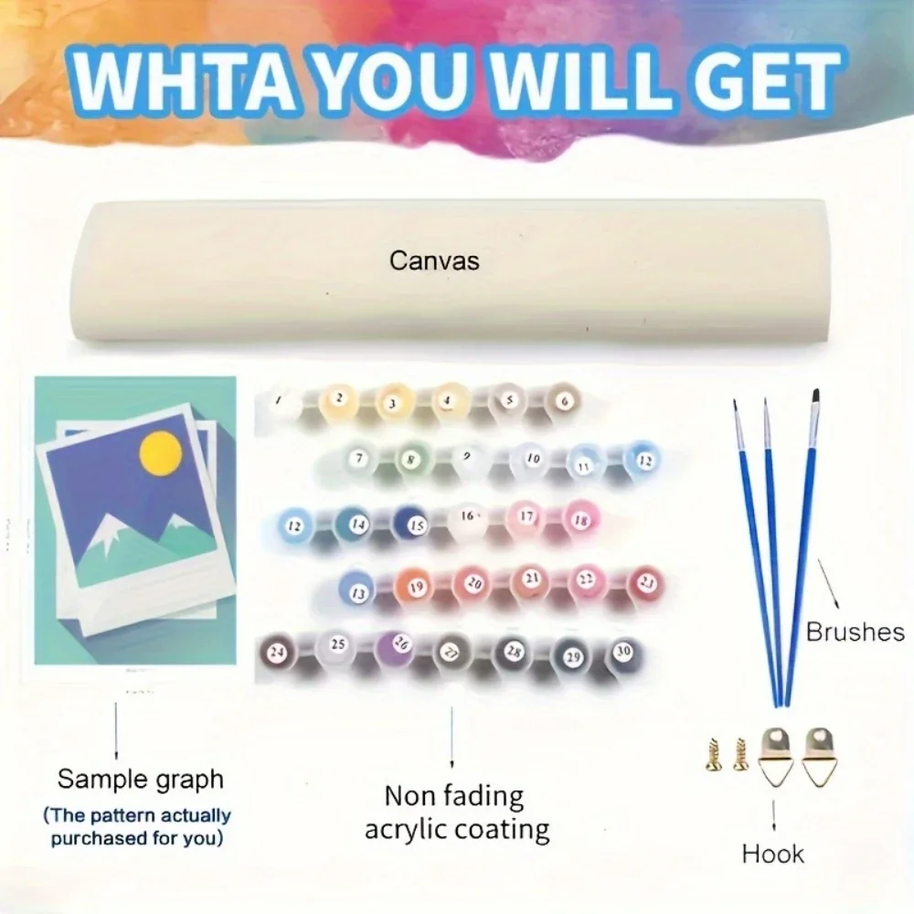 Graphic Savannah With Deer And Colorful Clouds Modern Style Canvas Art Diy Digital Oil Paint Set For Beginner Adult Frameless