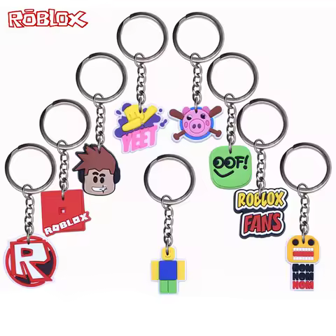 9 Pcs Game Roblox Creative Peripheral Cartoon PVC Soft Glue Drop Plastic Car Key Chain Hanging Bag DIY Pendant Decoration Gift