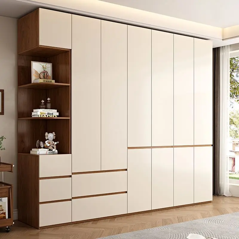 Ou Song board Italian-style household bedroom large wardrobe walnut 18MM thick cabinet to the top