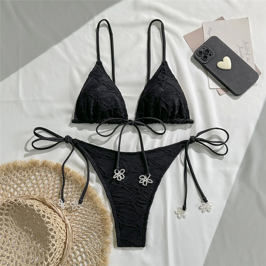 5 Farben, Neckholder-Bikini mit Falten, zweiteiliger Damen-Badeanzug, Badebekleidung für Damen, Badeanzug mit hohem Beinausschnitt, Badeanzug, Modell V7596 – Detail 26