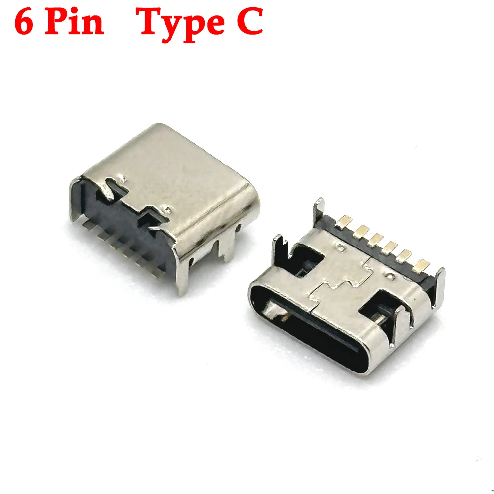 6 Pin Type C USB SMT Socket Connector USB 3.1 Type-C Female Placement SMD DIP For PCB design DIY high current charging