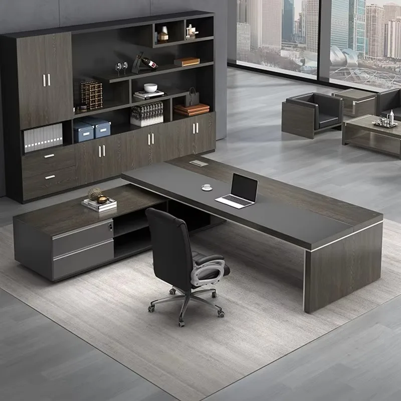 Mid Century Dark Wood Office Desk Home European Modern Storage Computer Desks Study Art Mesa De Escritorio Furniture