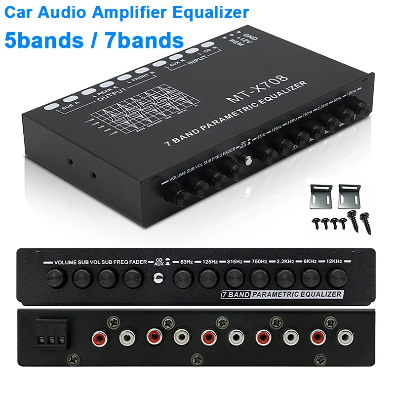 Car Audio Equalizer Amplifier Adjustable Hz EQ Car Amplifier Graphic Equalizer With CD AUX Input 7 Band Equalizer Amplificador