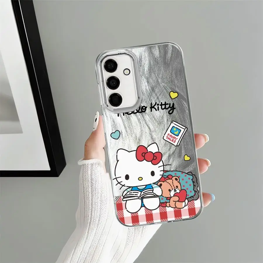 حافظة هالو كيتي اللطيفة لهاتف سامسونج جالاكسي A24 A33 A34 A13 A14 A35 A36 A15 A16 A26 A21s A23 A55 A51 A52 غلاف ناعم أسود