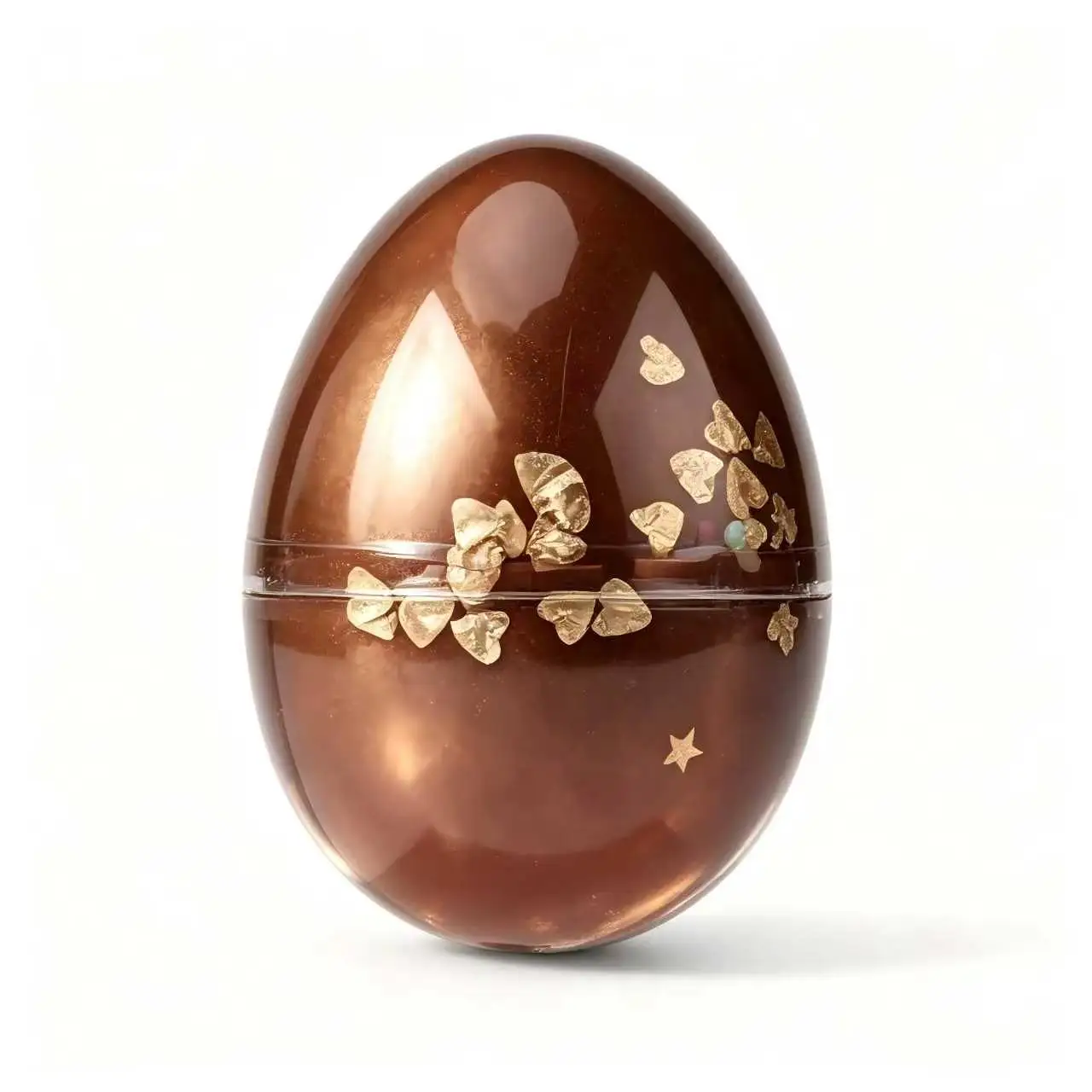 1pc Brown Egg Slime Clear Plastic Gold Foil Non-Sticky Kids Stress Toy.