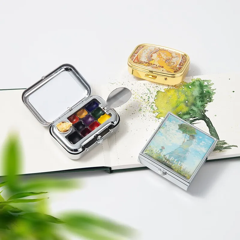 Travel Watercolour Paint Set Mini Portable Paint Box Watercolour Paint Dispenser Set 10/16 Grids Watercolor Palette Empty Box