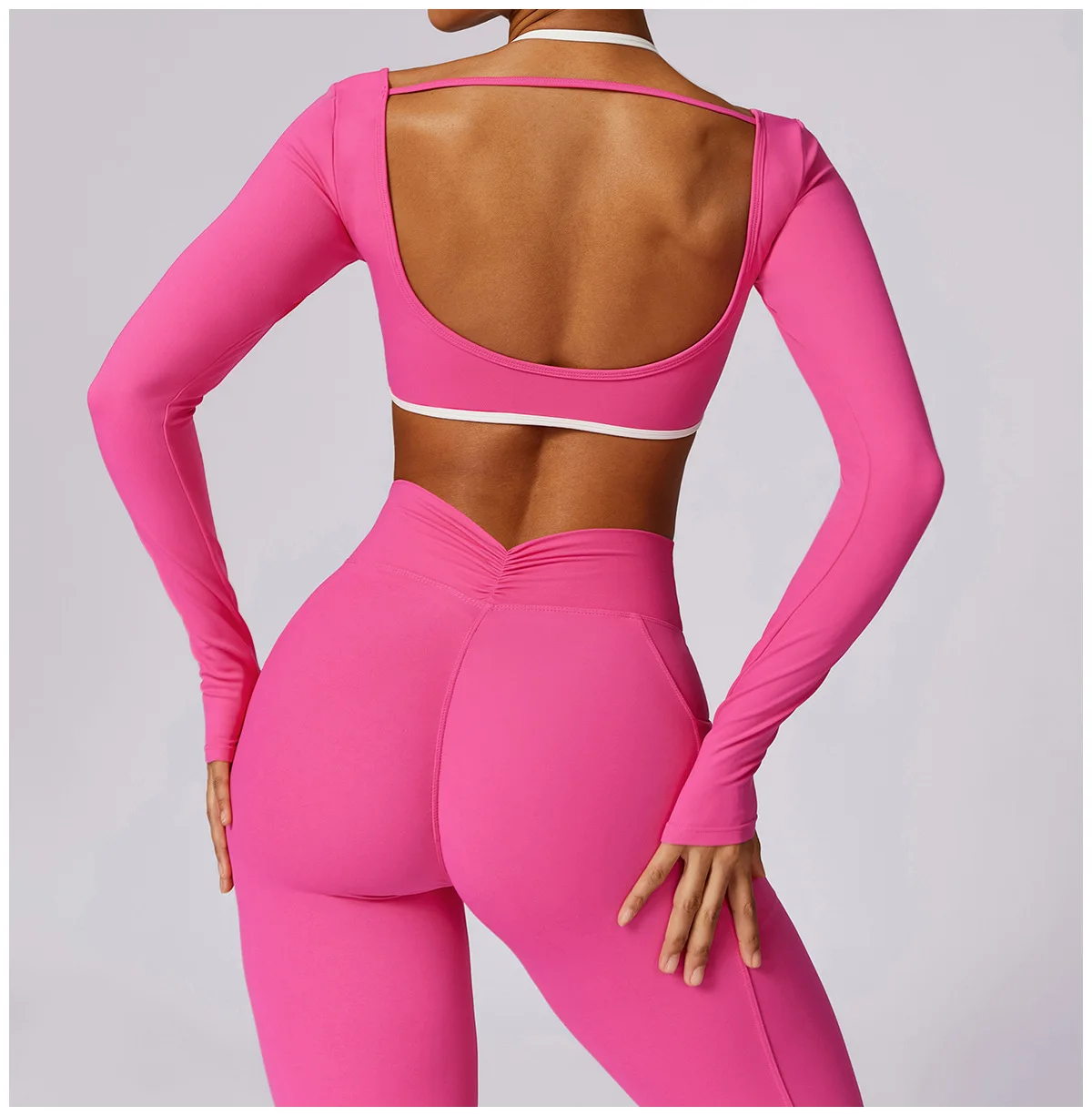 2024 Women's New Spring Contrast Color Beauty Back With Leisure Tight Sports Fitness Dance Performance Yoga Suit