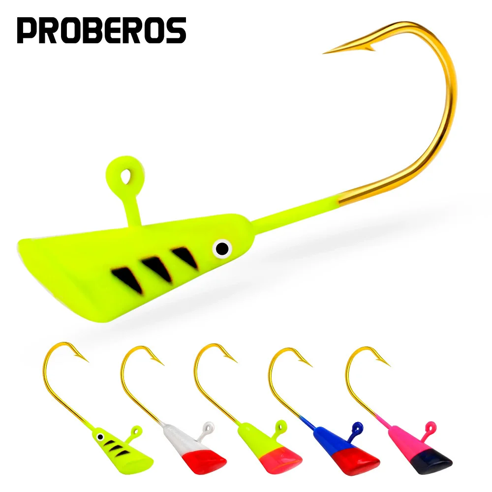 

Lot 5pcs PROBEROS Jig Head Hooks 0.8g-2g-2.9g High Carbon Steel Fishhook Anti-Hanging Bottom Perforated Fishing Hooks Pesca Bass