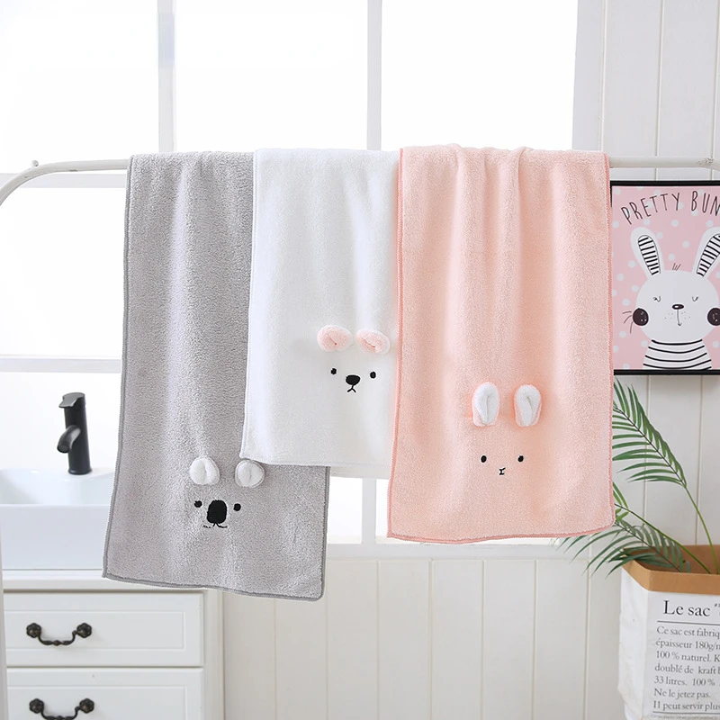 Cute Soft Animal Shape Children Towel Coral Fleece Quick Dry Cartoon Towel Home Bathroom Towels Kids Bath Personalized Baby Gift