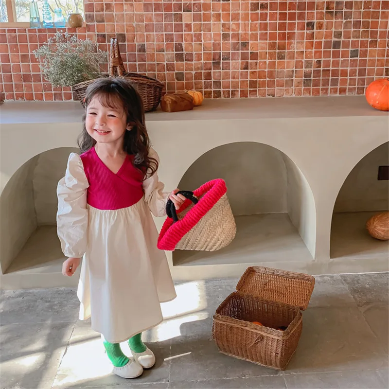 MILANCEL Girl Dress A Linen Dress for Girl Long Sleeve Kids Casual Clothes